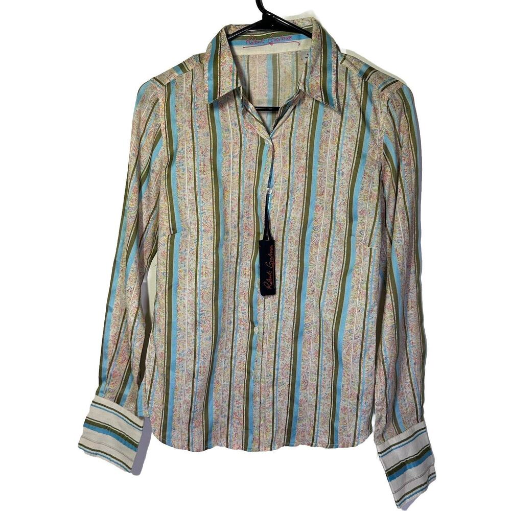 Robert Graham Long Sleeve Shirt SZ 4 Pink Green Paisley Stripe Button Up NWT